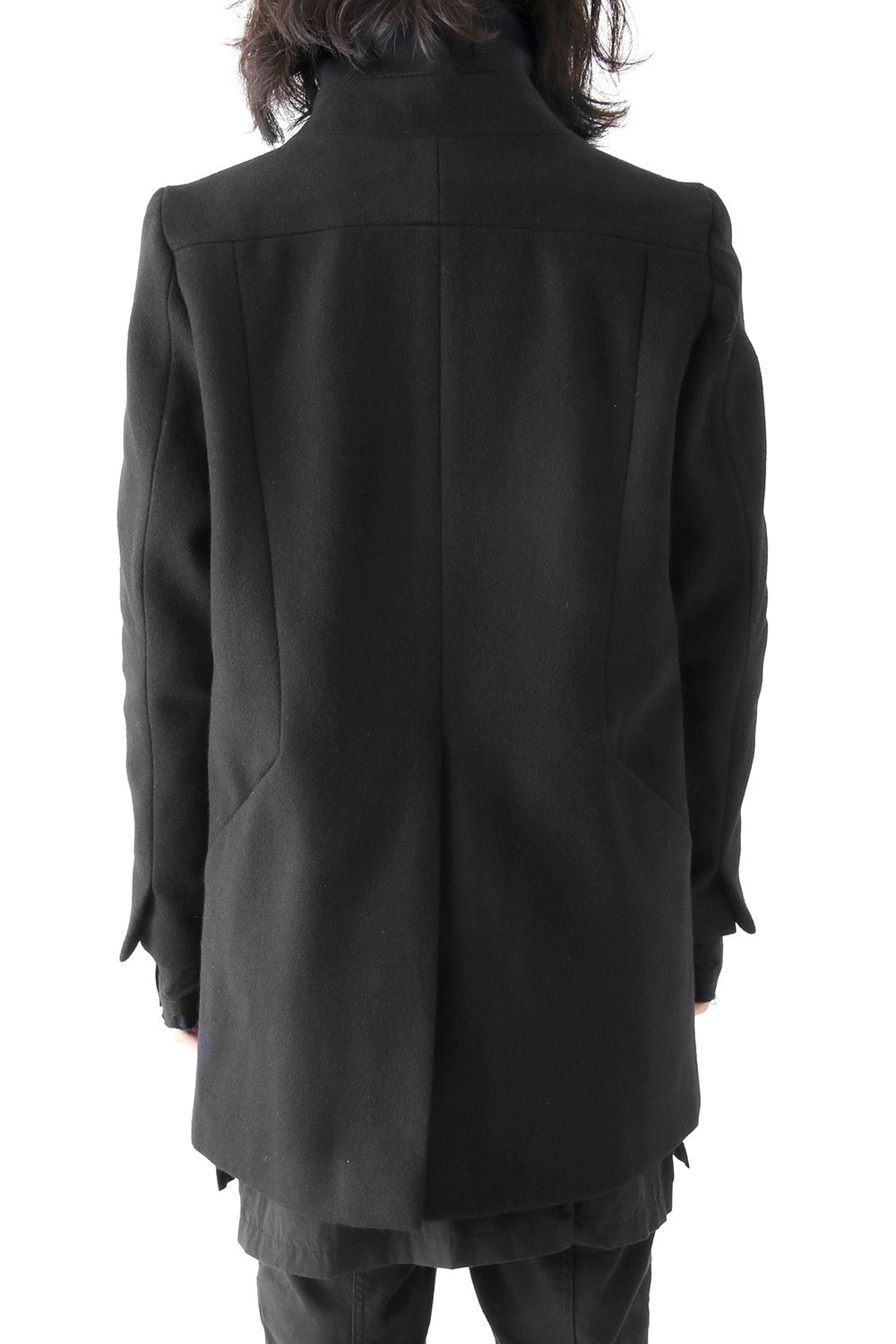 Wool Nylon Melton High Neck Coat Short