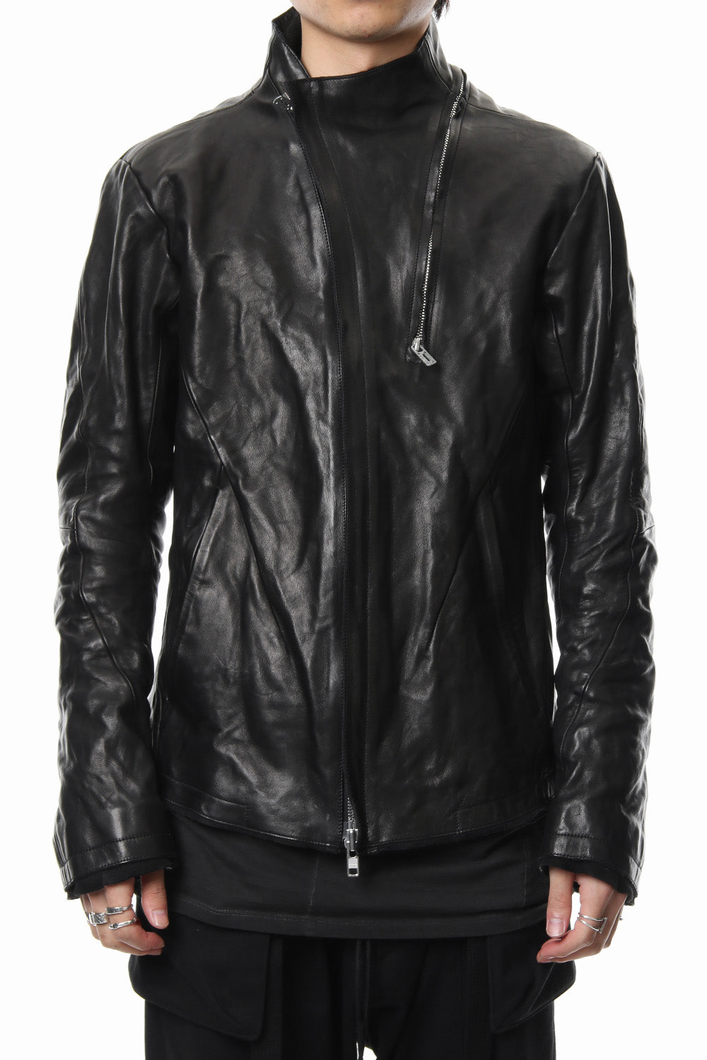 High-necked leather jacket - ST105-0019S