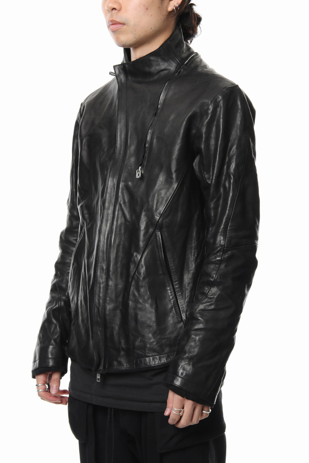 High-necked leather jacket - ST105-0019S