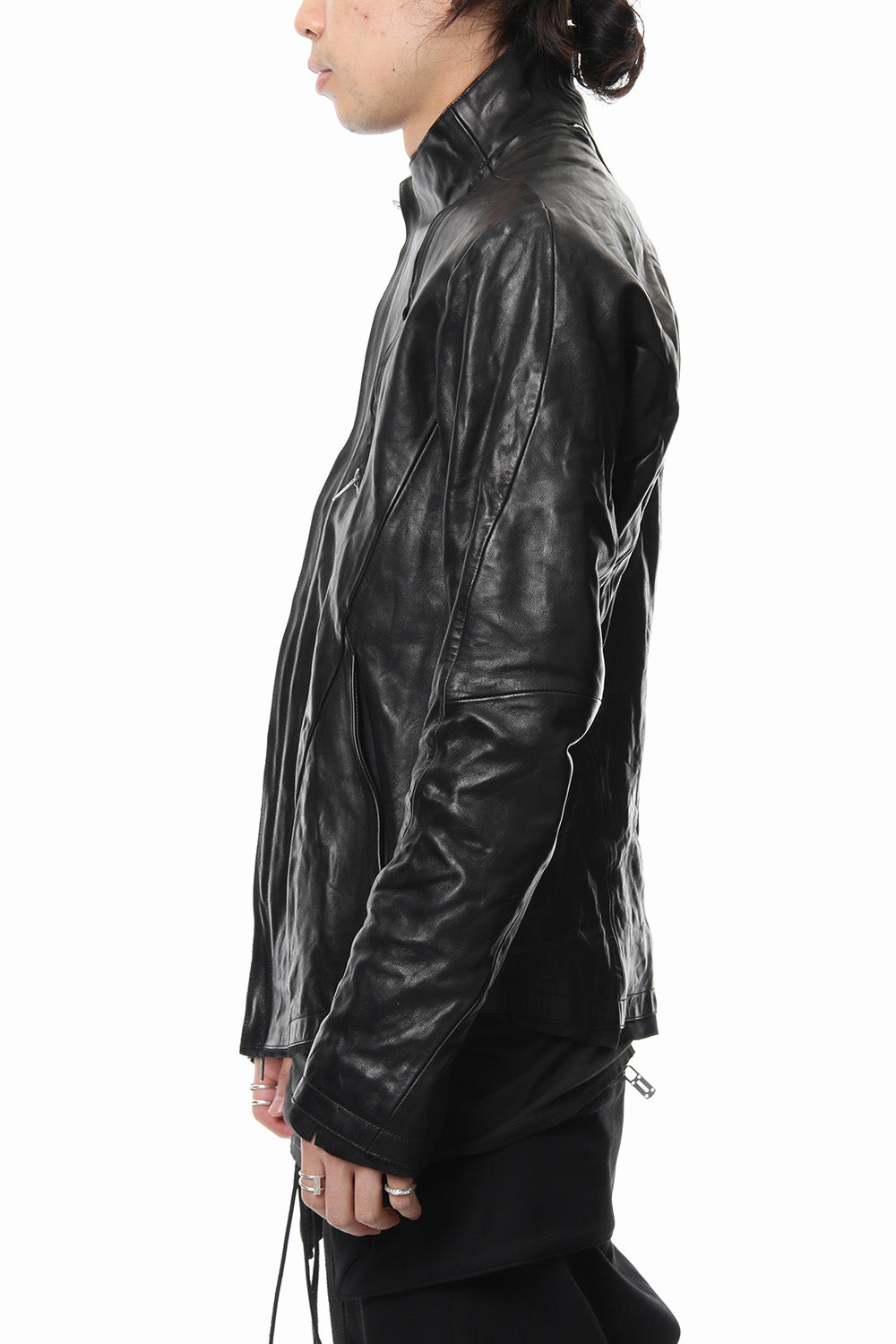 High-necked leather jacket - ST105-0019S