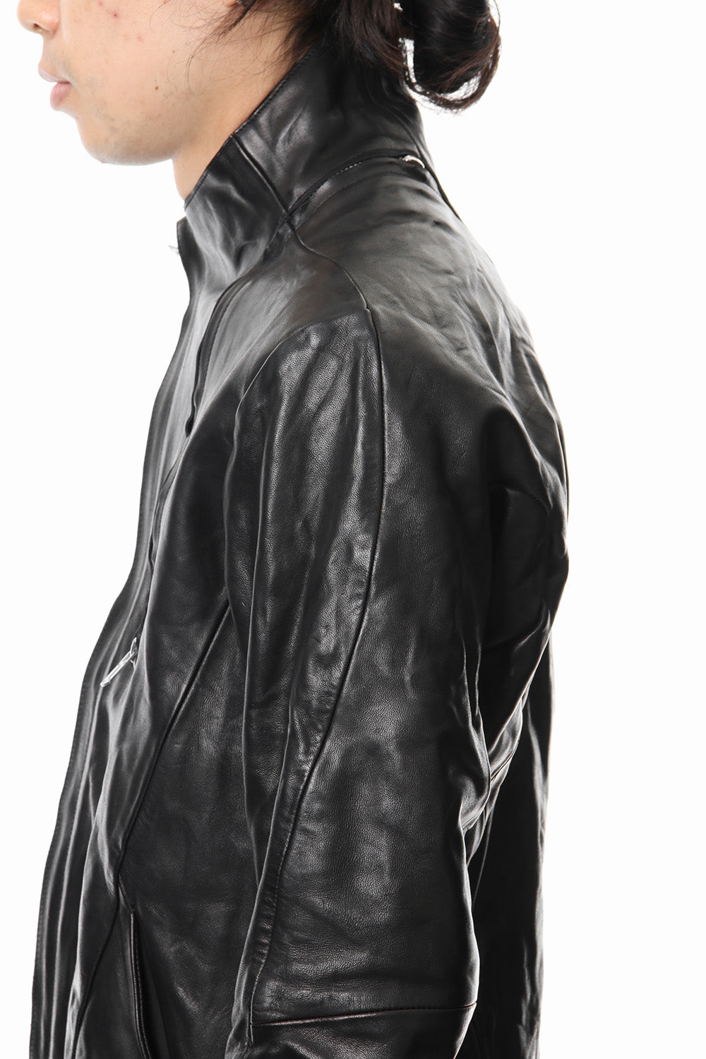 High-necked leather jacket - ST105-0019S
