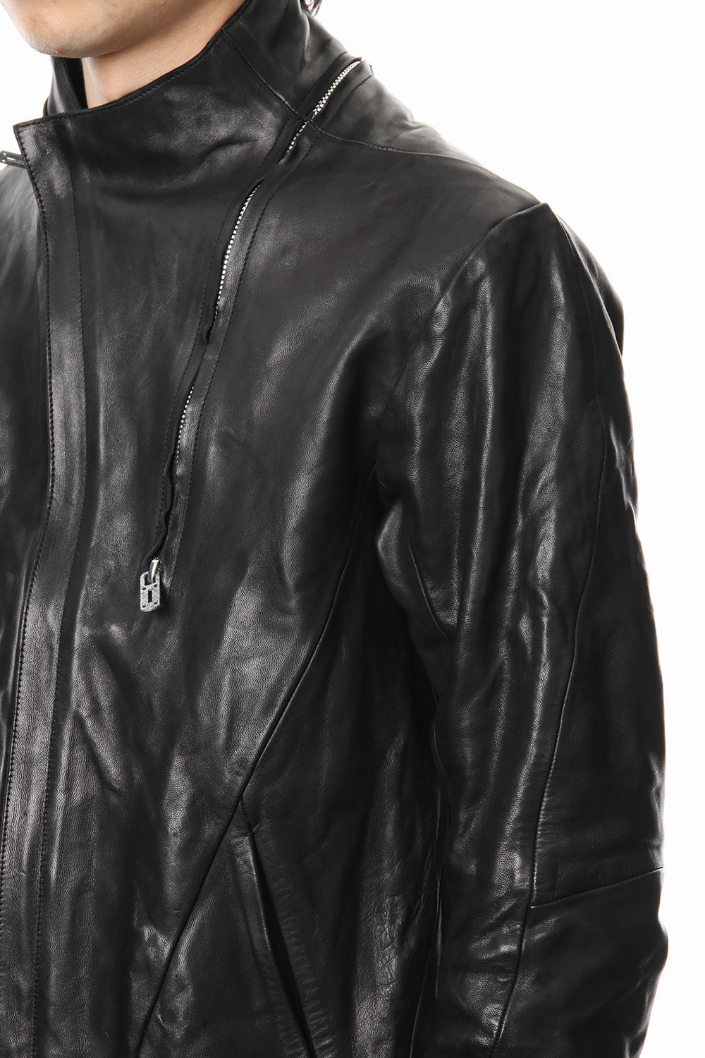 High-necked leather jacket - ST105-0019S