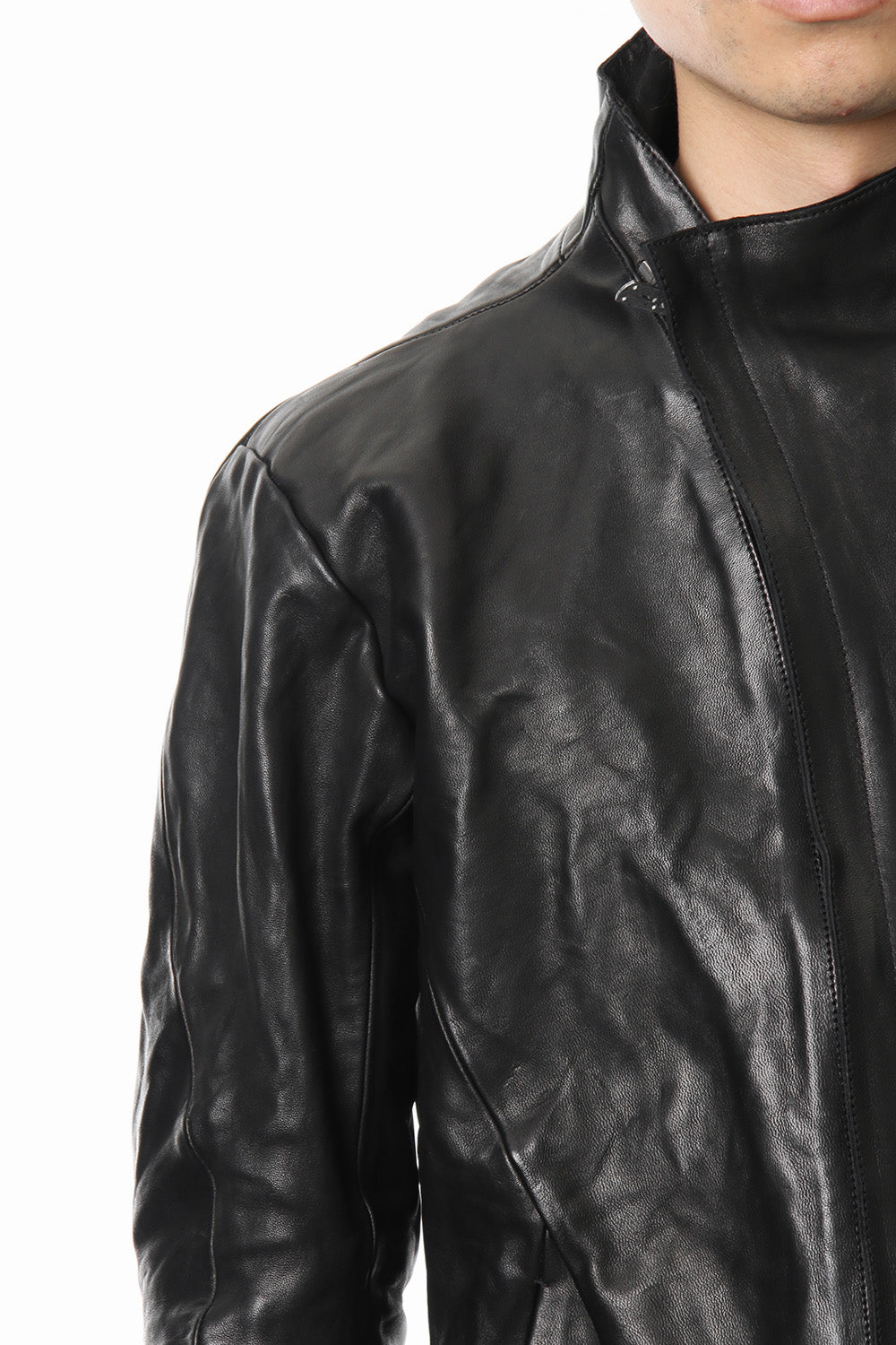 High-necked leather jacket - ST105-0019S