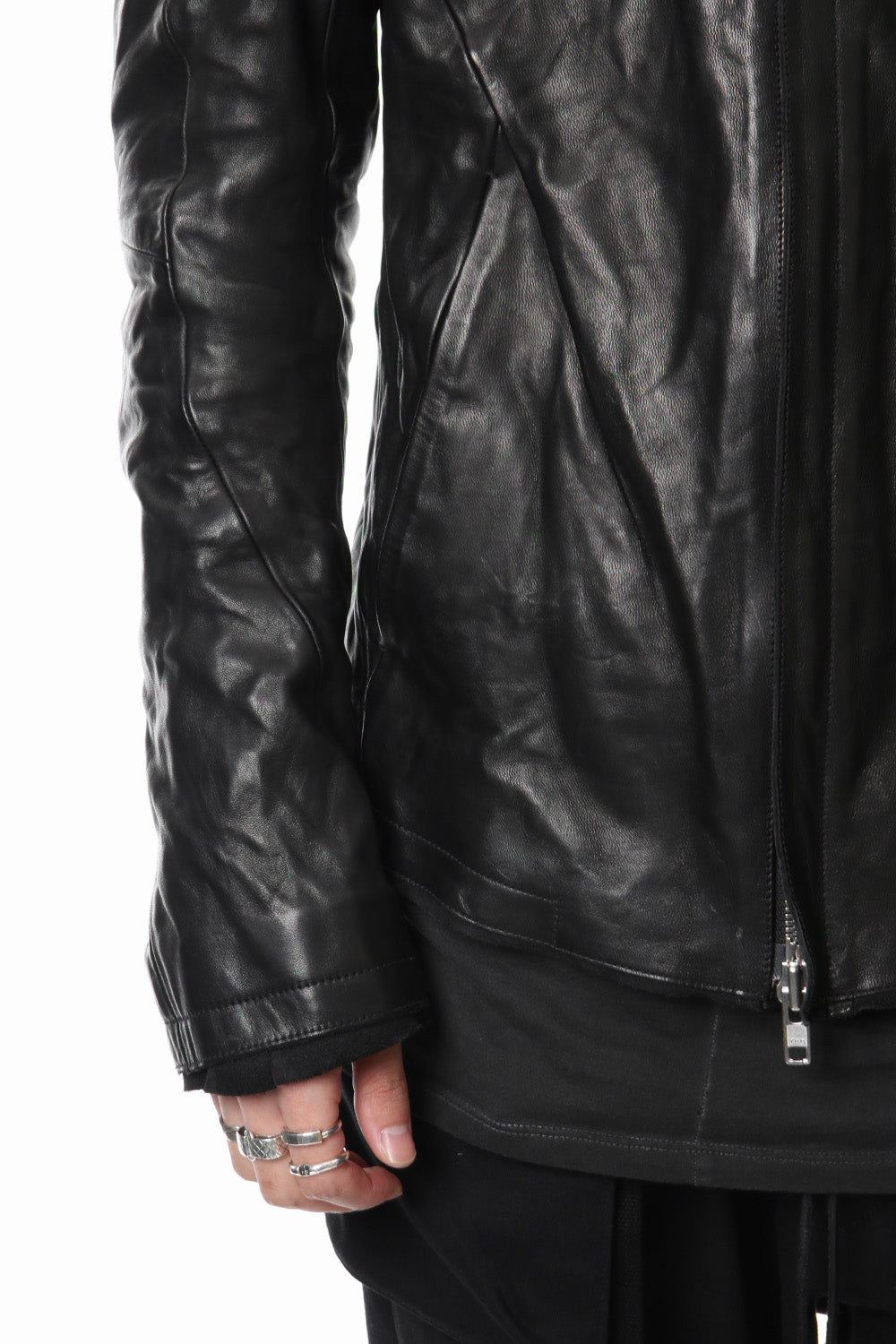 High-necked leather jacket - ST105-0019S