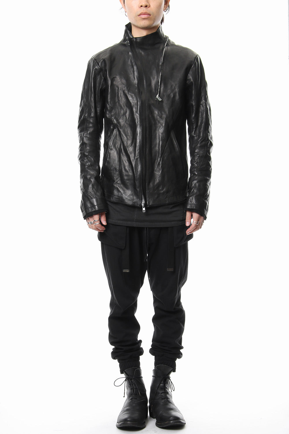 High-necked leather jacket - ST105-0019S