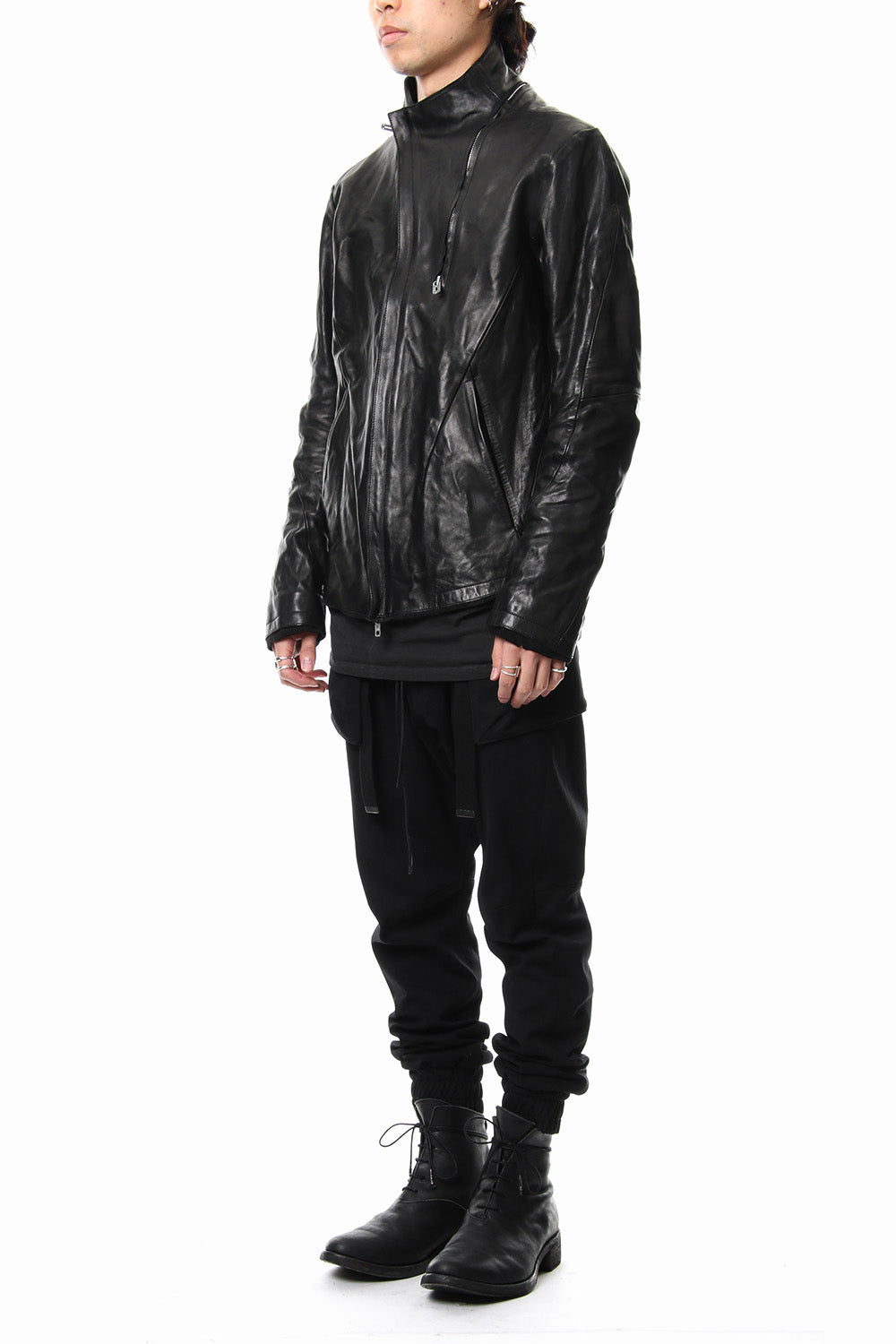High-necked leather jacket - ST105-0019S