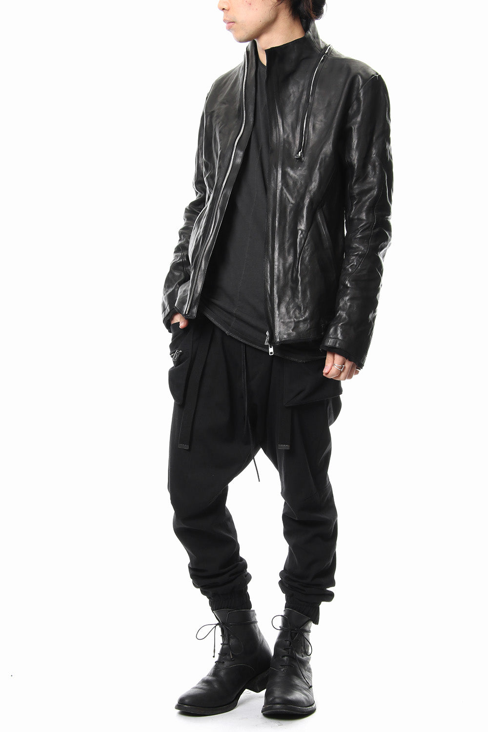 High-necked leather jacket - ST105-0019S