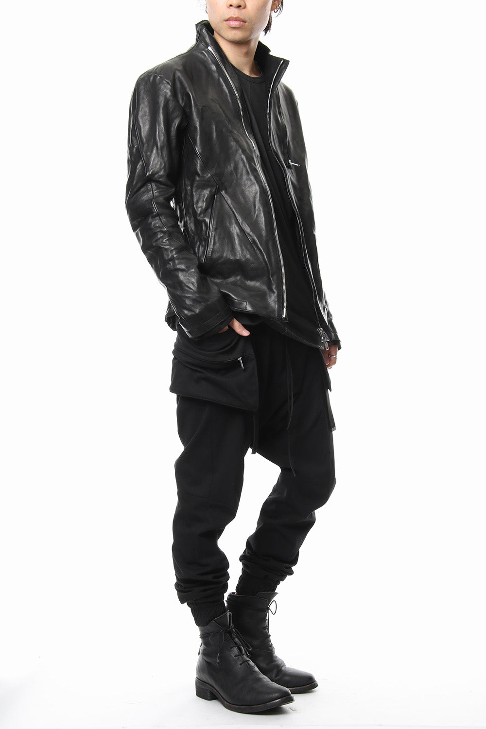 High-necked leather jacket - ST105-0019S