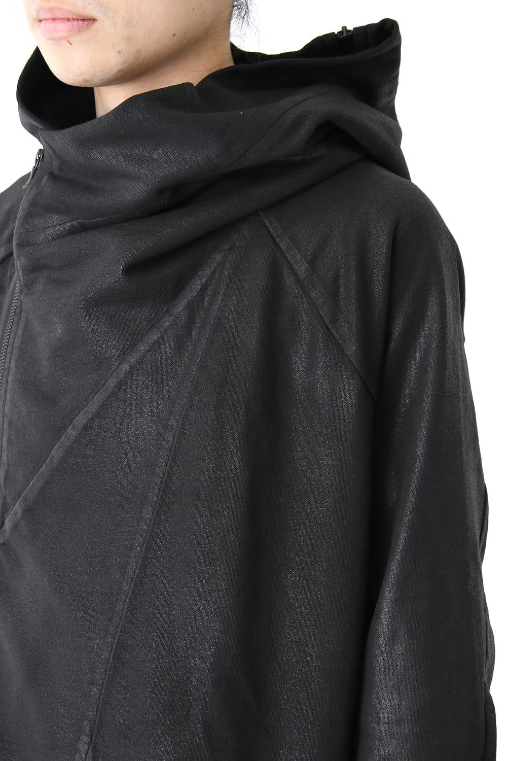 GEOMETRIC COATED ZIP UP HOODIE - JULIUS