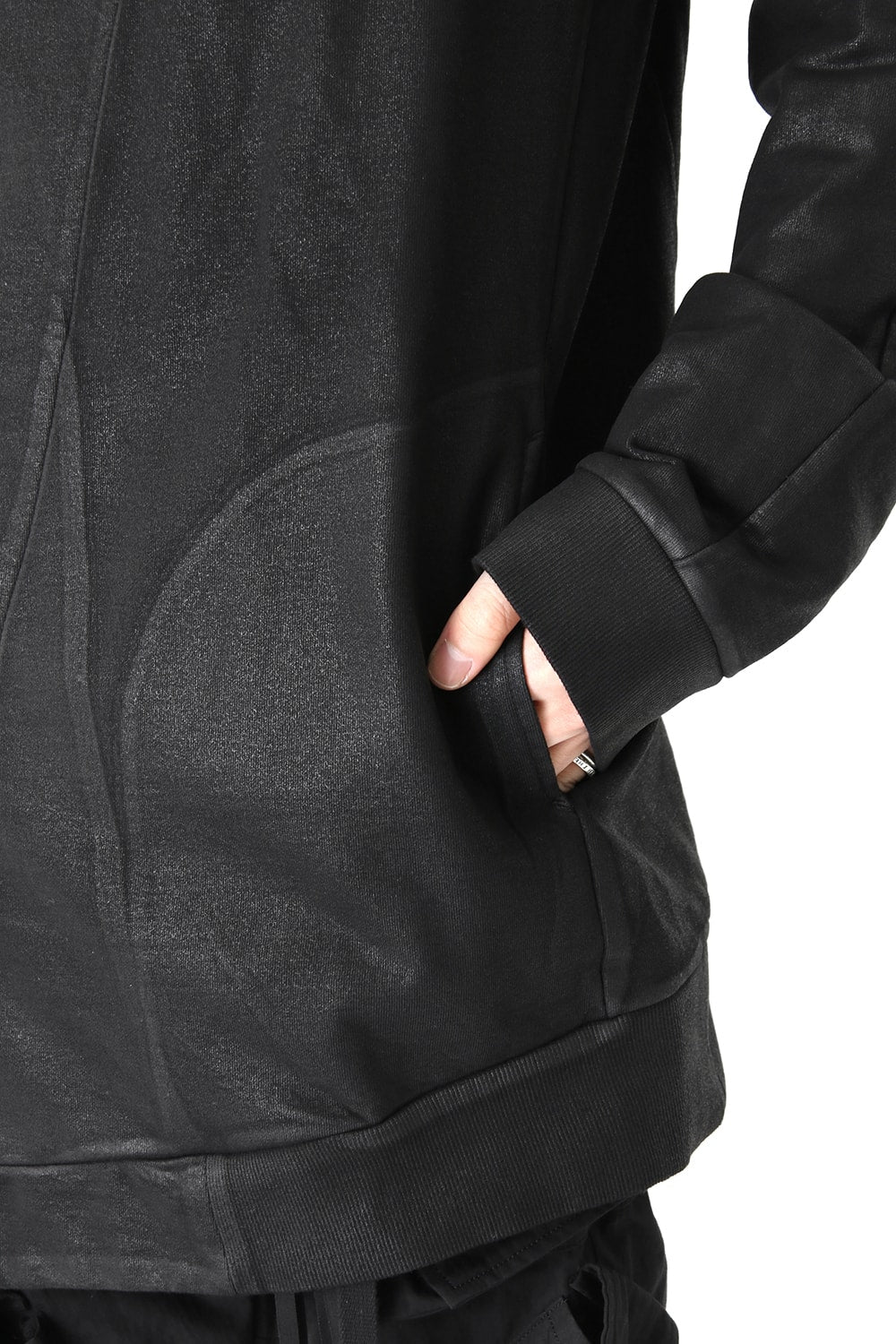 GEOMETRIC COATED ZIP UP HOODIE - JULIUS