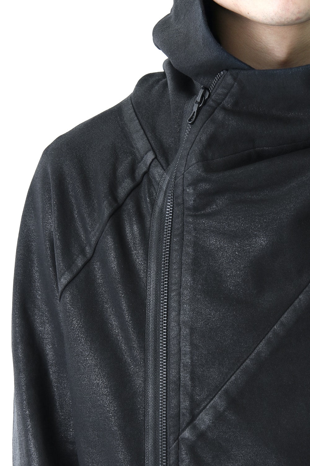 GEOMETRIC COATED ZIP UP HOODIE - JULIUS