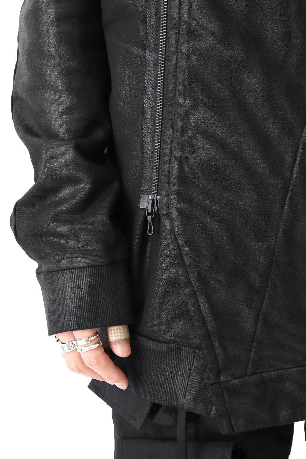 GEOMETRIC COATED ZIP UP HOODIE - JULIUS