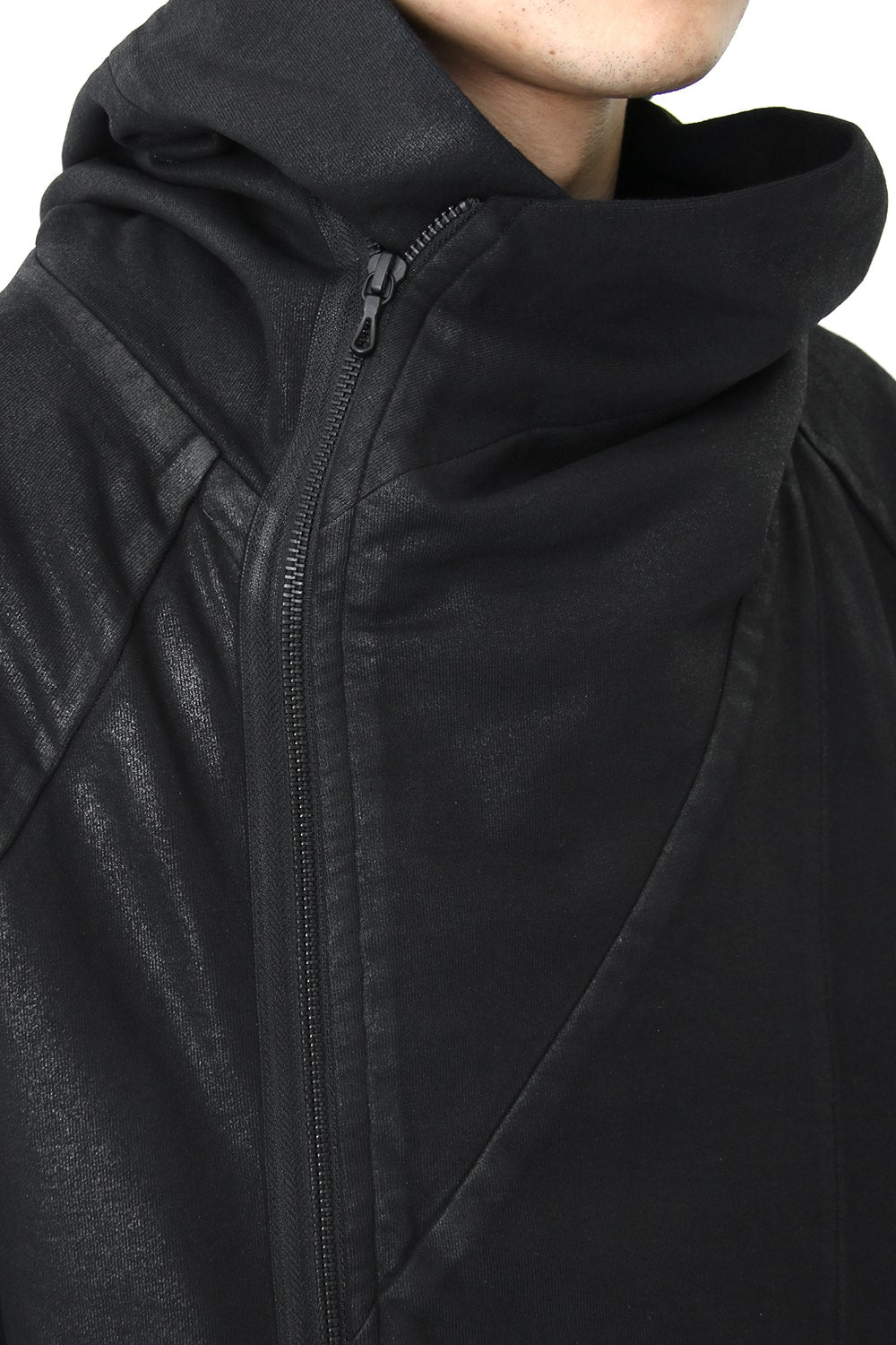 GEOMETRIC COATED ZIP UP HOODIE - JULIUS