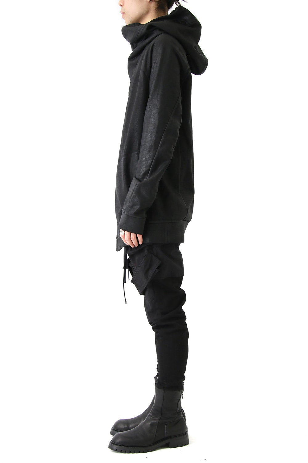 GEOMETRIC COATED ZIP UP HOODIE - JULIUS