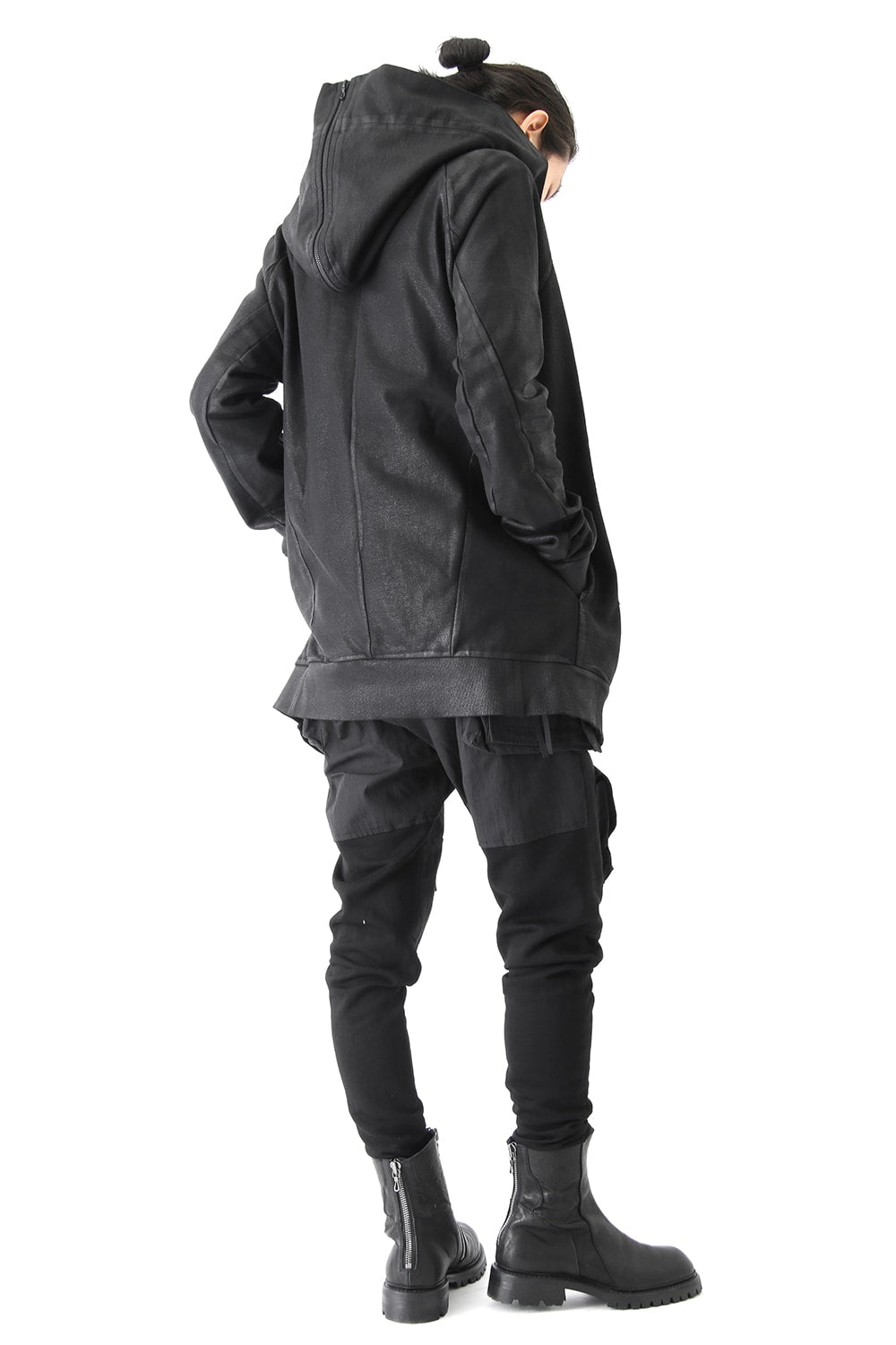 GEOMETRIC COATED ZIP UP HOODIE - JULIUS