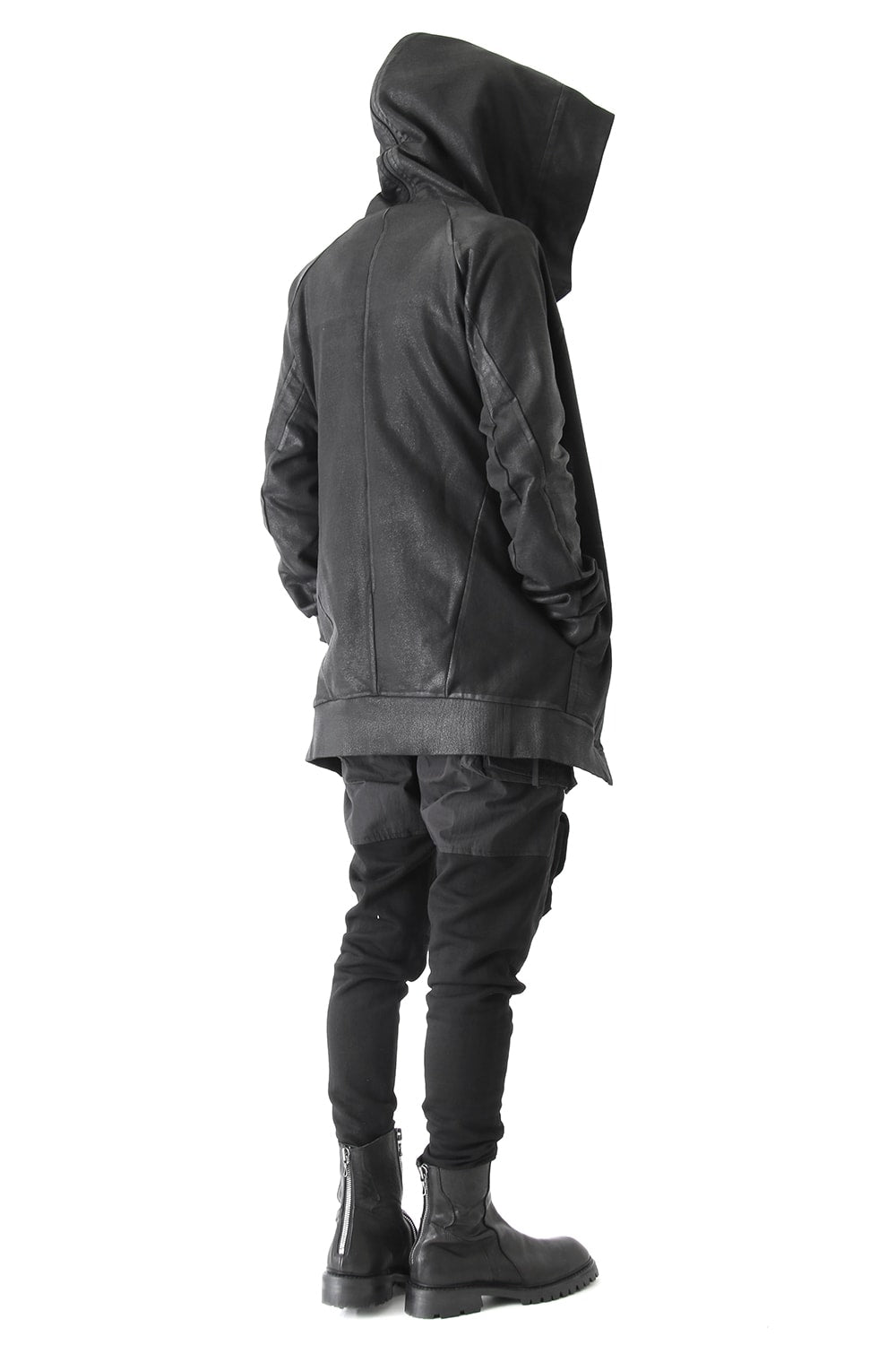 GEOMETRIC COATED ZIP UP HOODIE - JULIUS