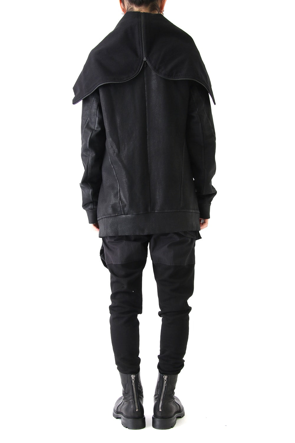 GEOMETRIC COATED ZIP UP HOODIE - JULIUS