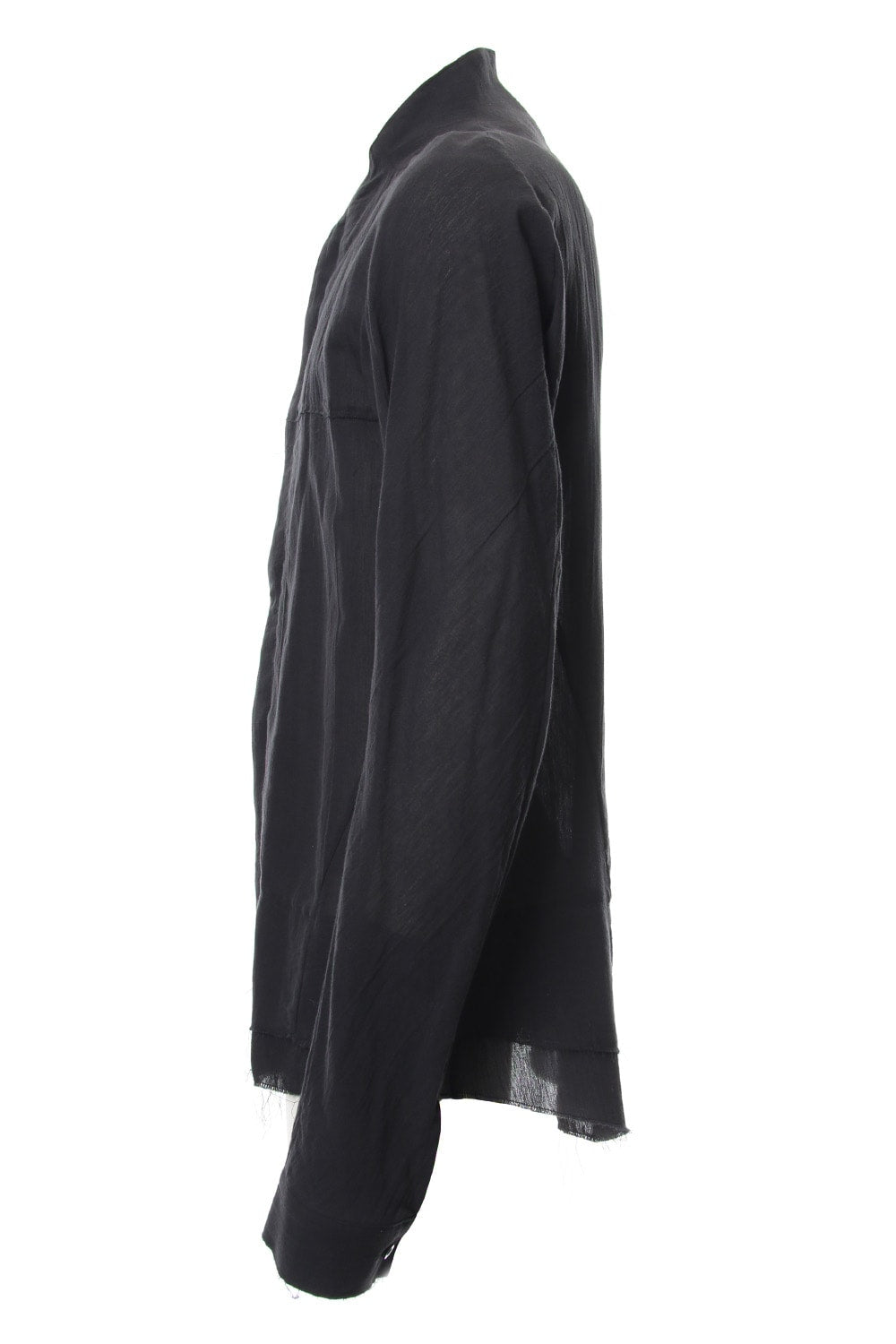 Japanese paper Cotton stand collar shirt - ST102-0049S Black