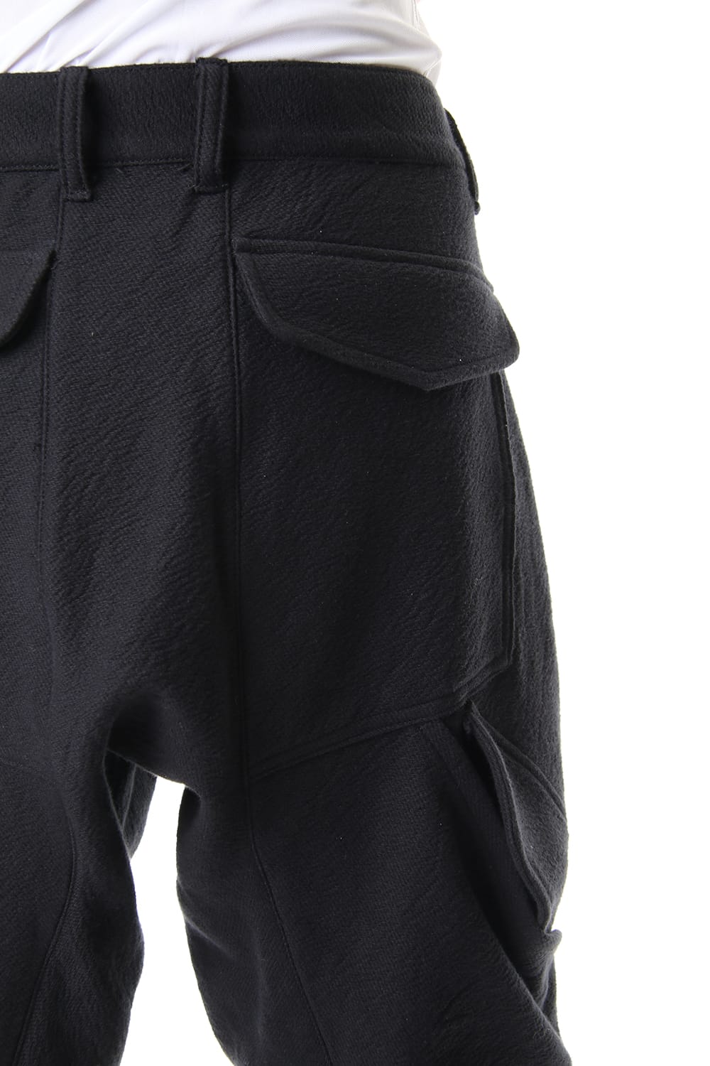 甘織デニム マルチポケットカーゴクロップドパンツ