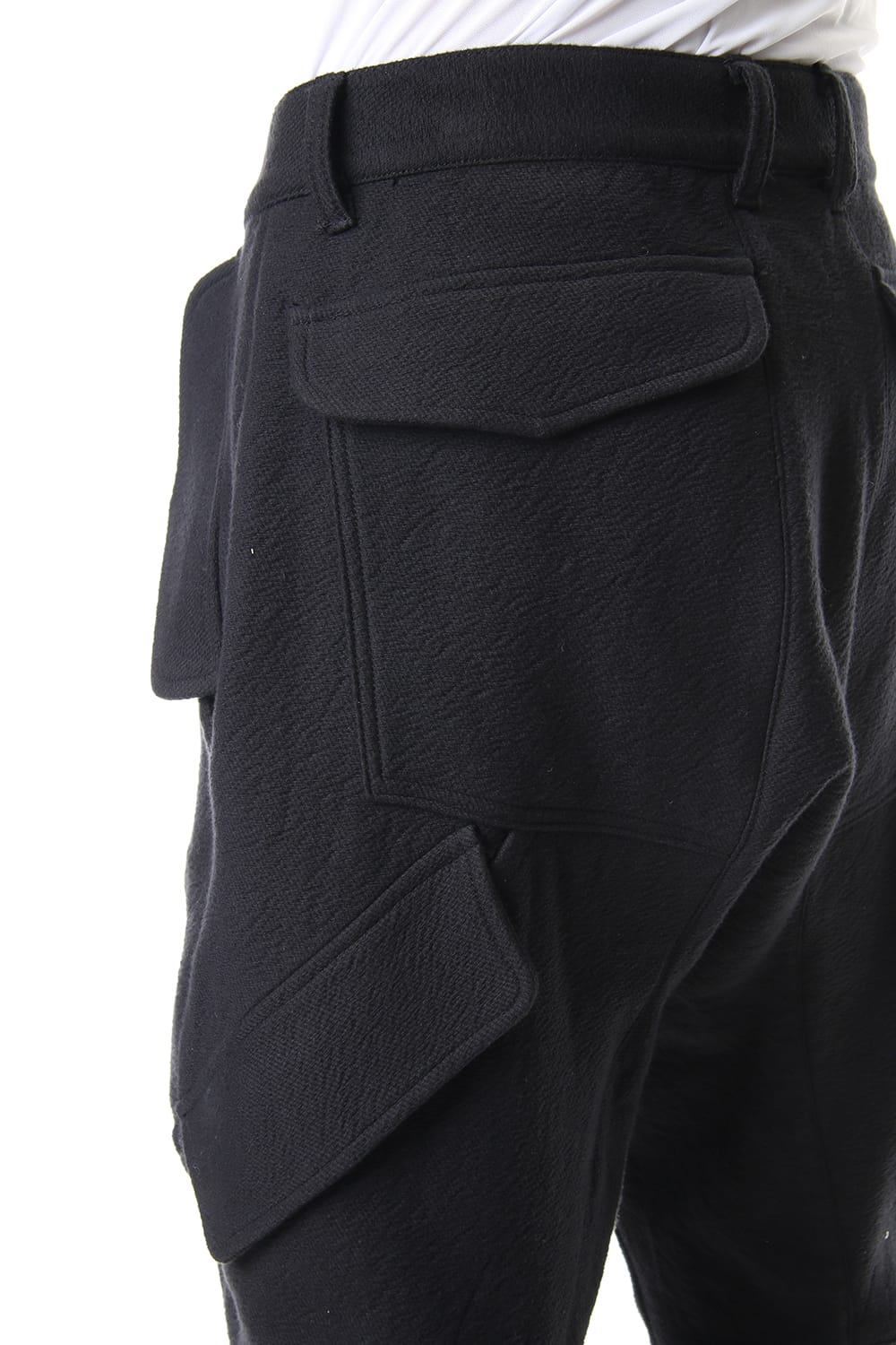 甘織デニム マルチポケットカーゴクロップドパンツ