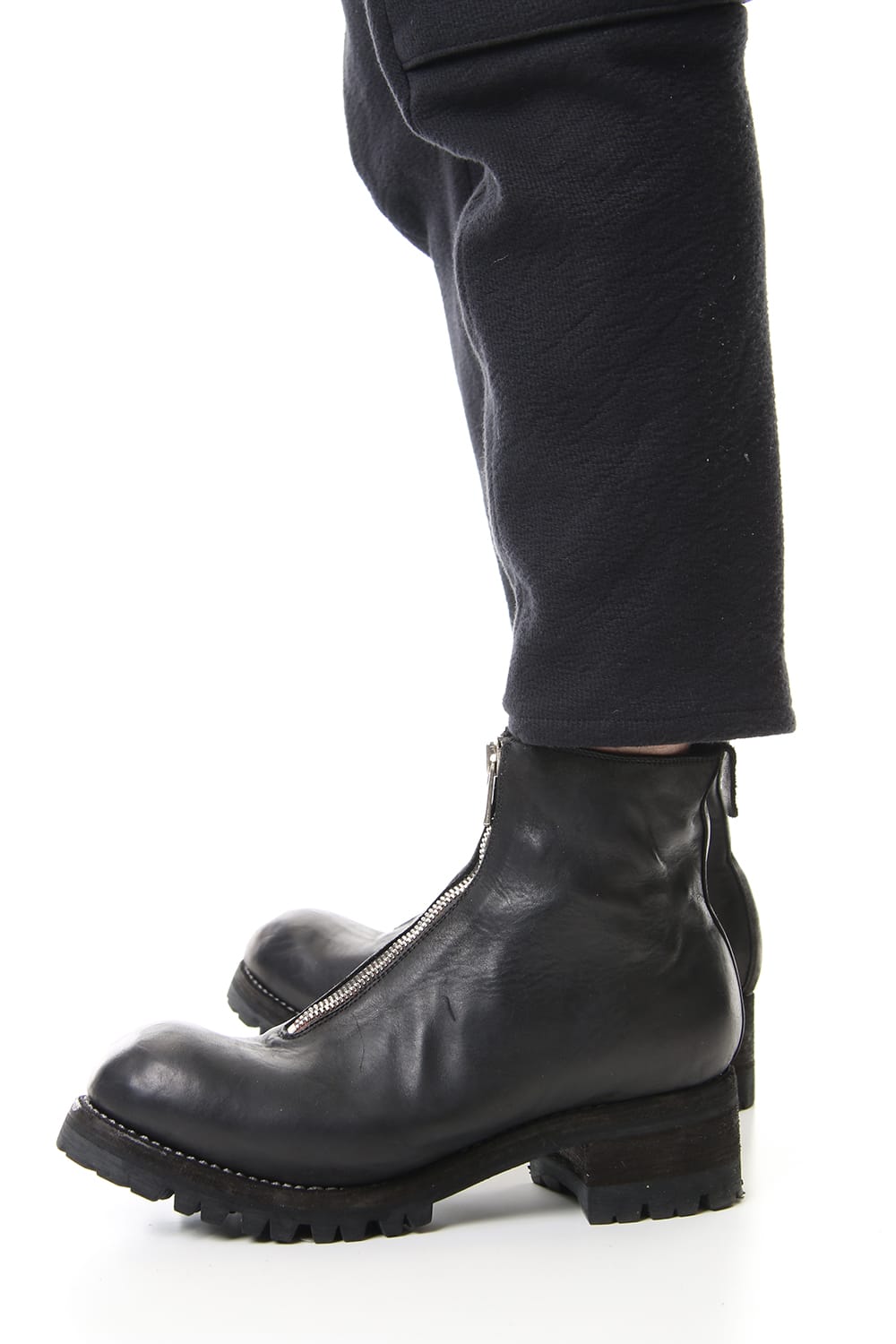 甘織デニム マルチポケットカーゴクロップドパンツ