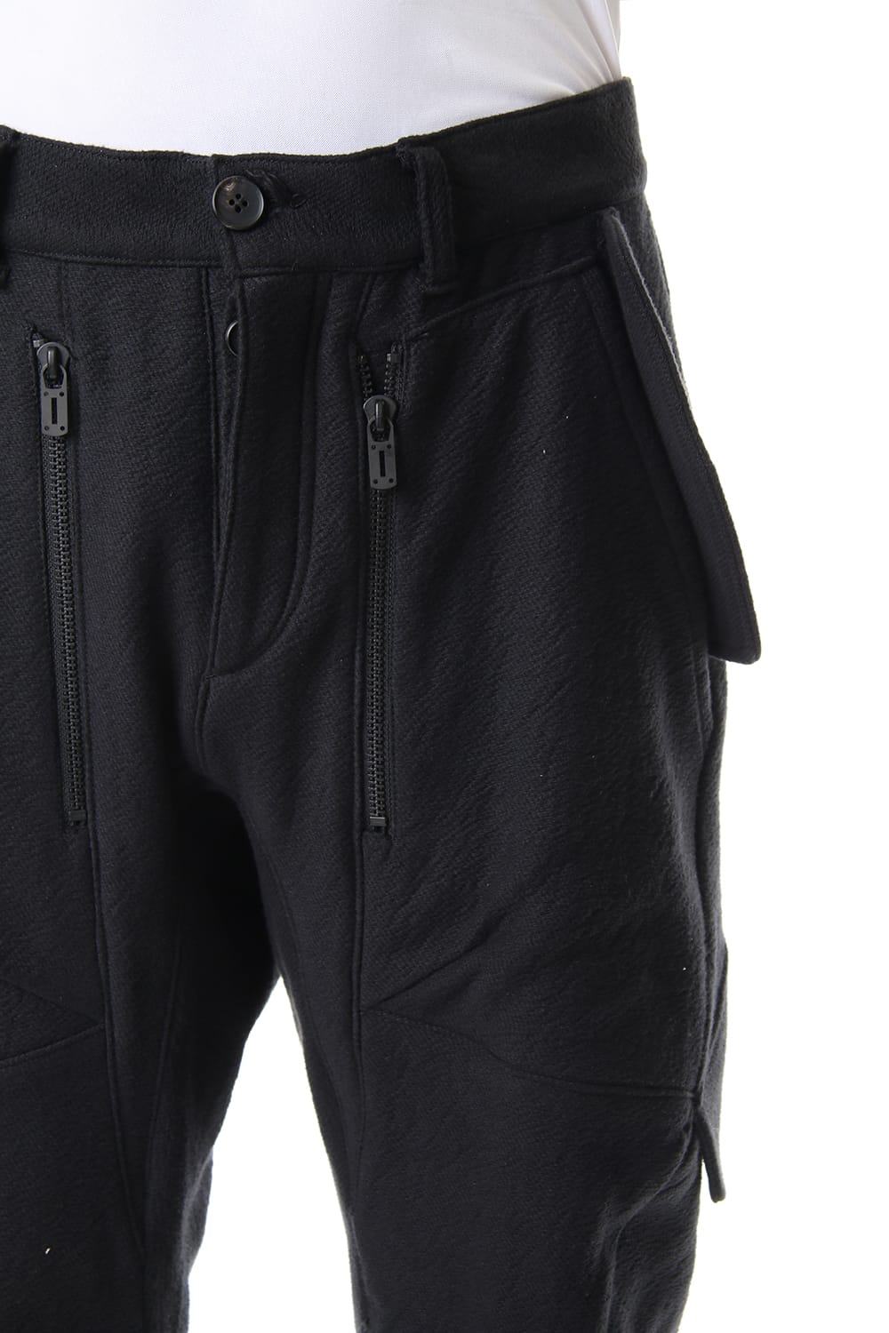 甘織デニム マルチポケットカーゴクロップドパンツ