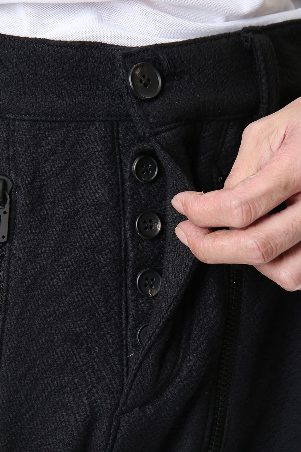 甘織デニム マルチポケットカーゴクロップドパンツ