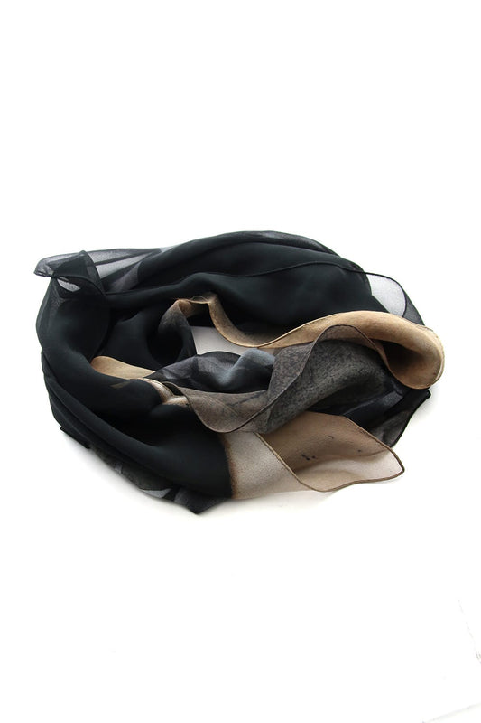 Paper Burning & Dahlia Grilled Silk Chiffon Scarf - DV-L14-414
