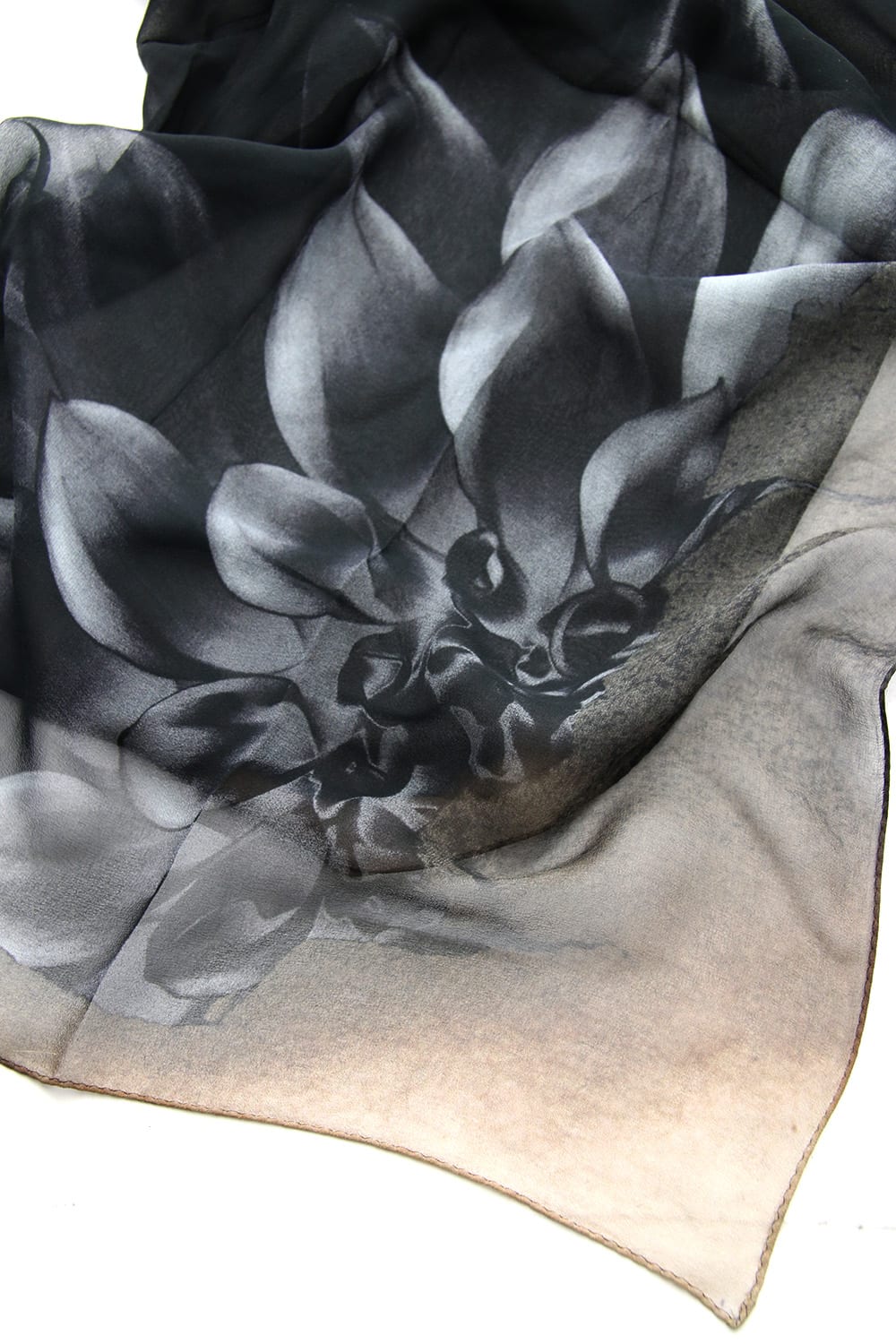 Paper Burning & Dahlia Grilled Silk Chiffon Scarf - DV-L14-414