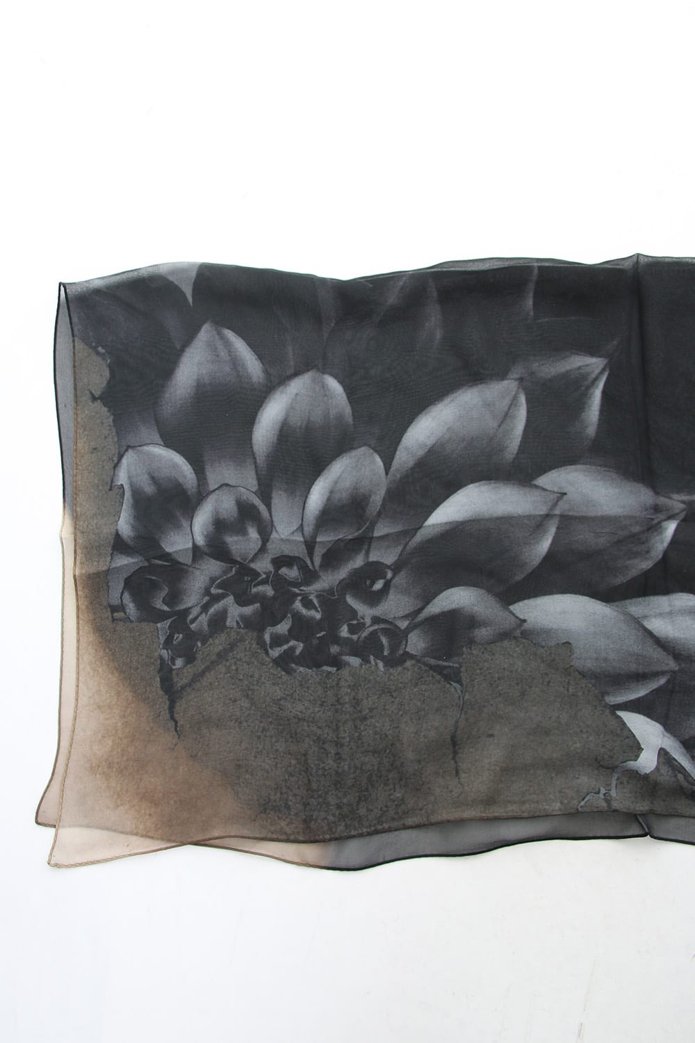 Paper Burning & Dahlia Grilled Silk Chiffon Scarf - DV-L14-414