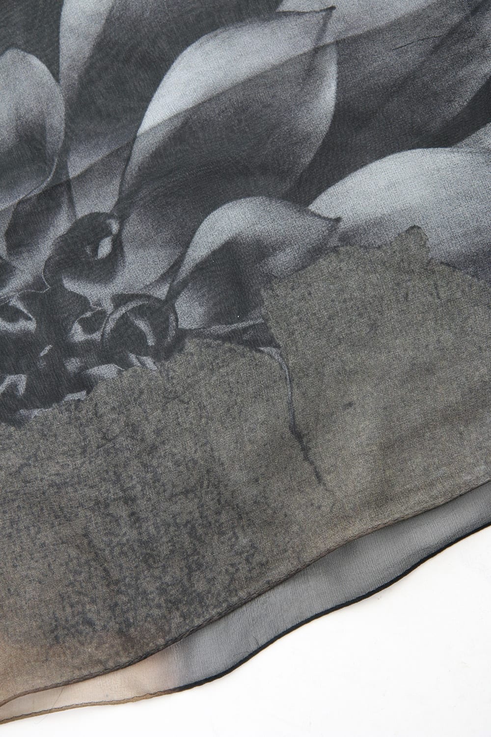 Paper Burning & Dahlia Grilled Silk Chiffon Scarf - DV-L14-414