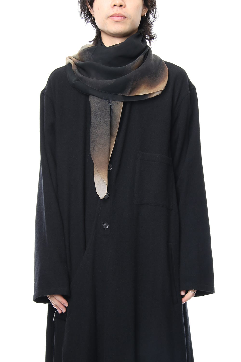 Paper Burning & Dahlia Grilled Silk Chiffon Scarf - DV-L14-414