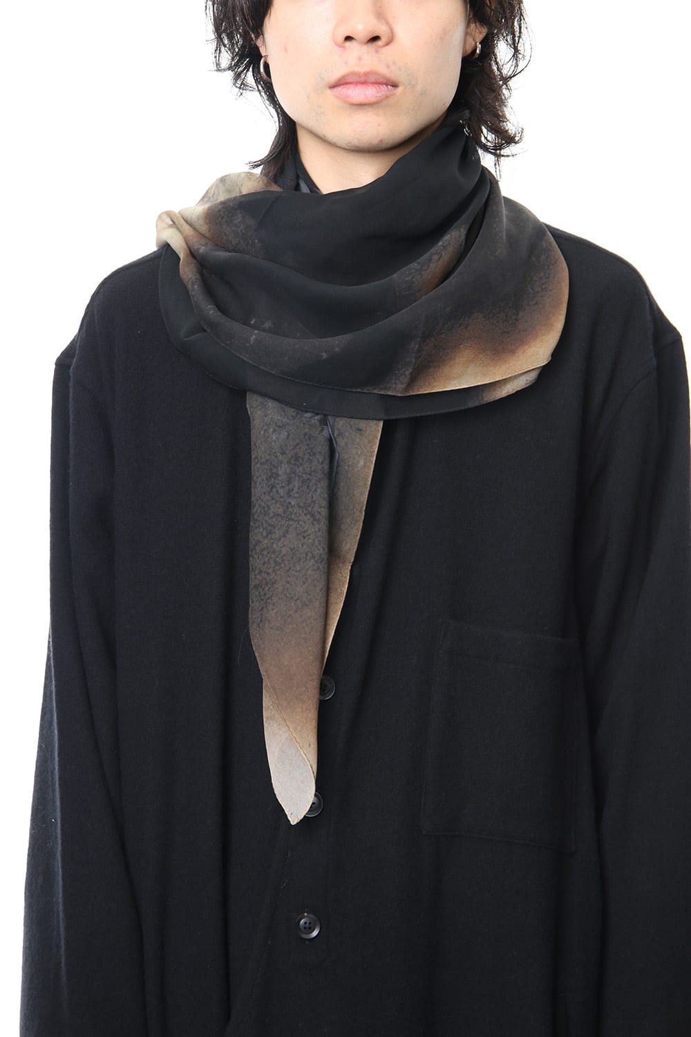 Paper Burning & Dahlia Grilled Silk Chiffon Scarf - DV-L14-414