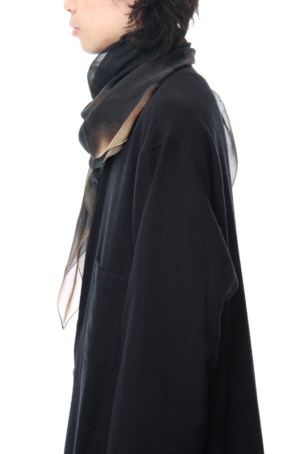 Paper Burning & Dahlia Grilled Silk Chiffon Scarf - DV-L14-414