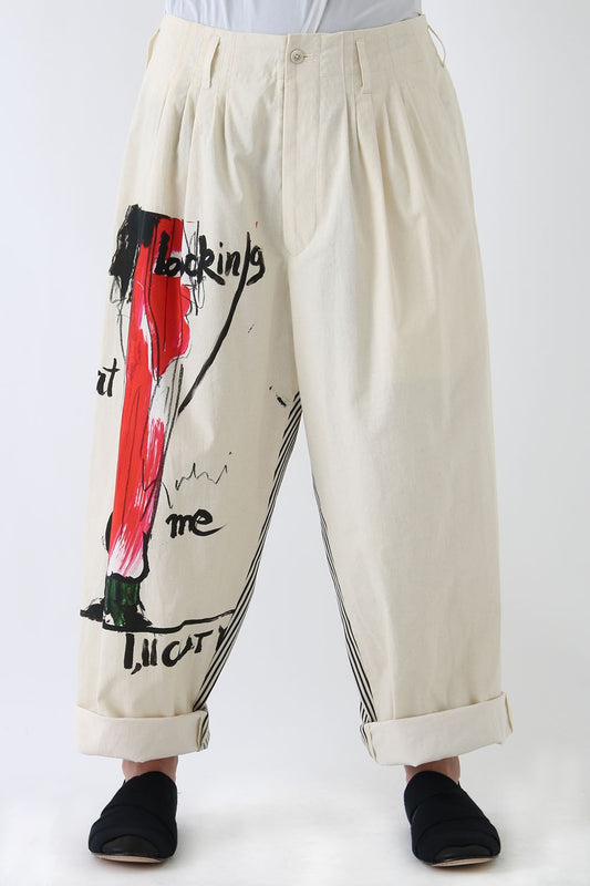 Right Side Cut Women Motif Pants