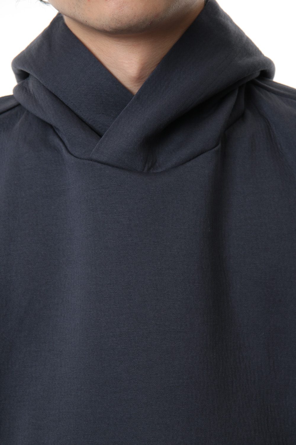 SEAMED SLEEVE PRINT HOODIE  Blue Gray