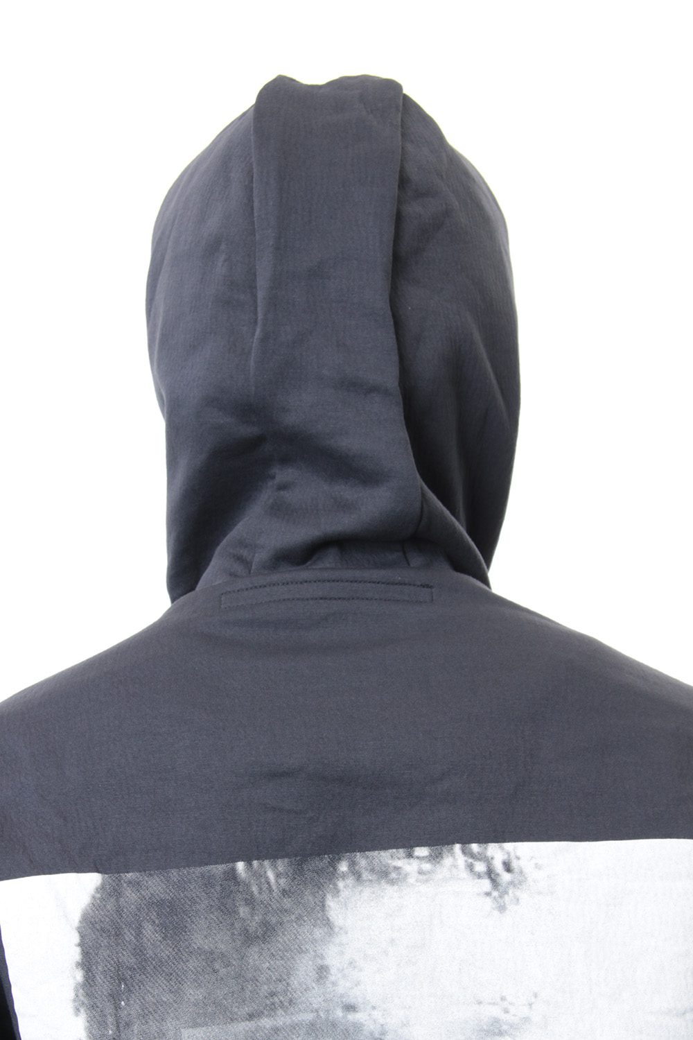 SEAMED SLEEVE PRINT HOODIE  Blue Gray