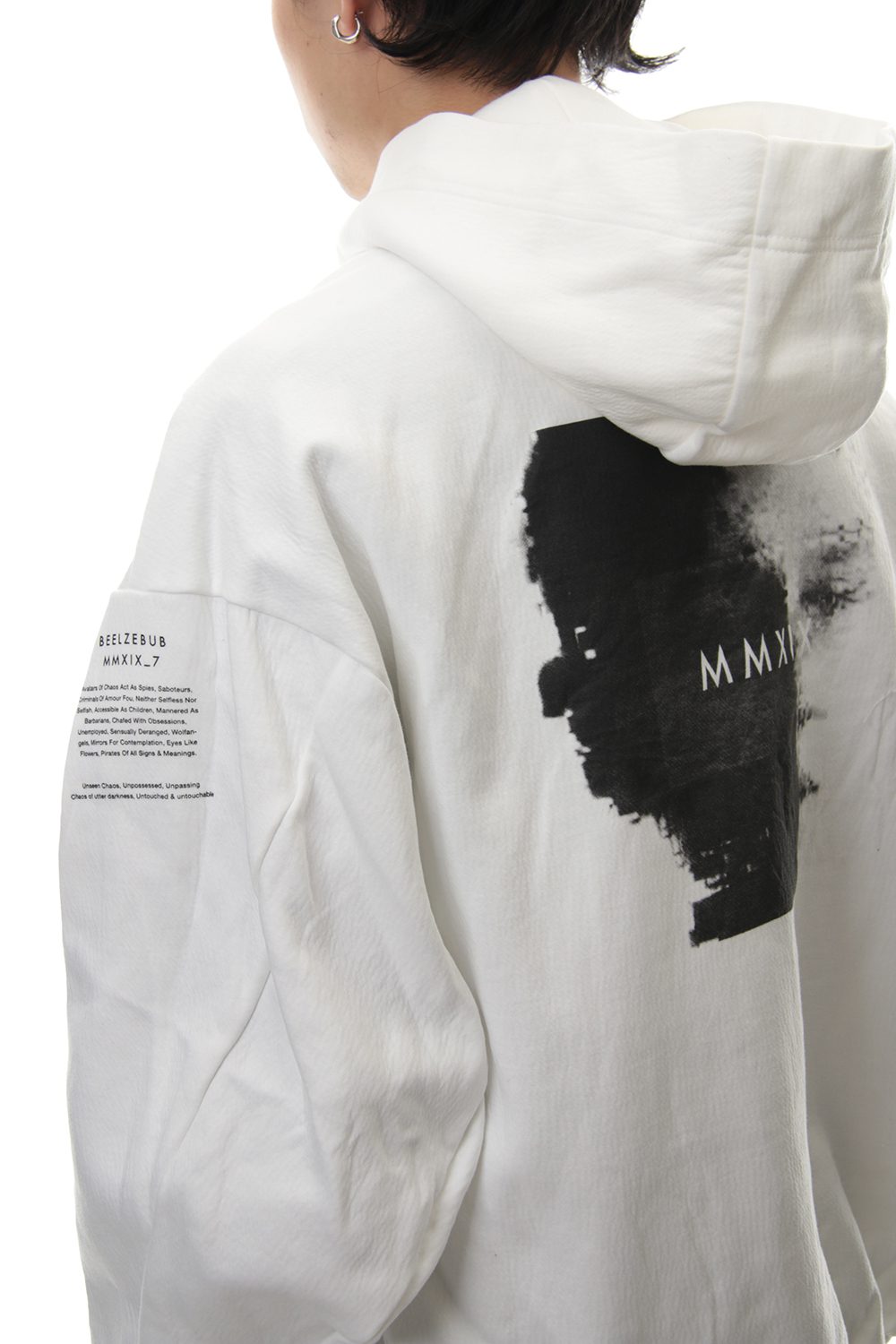 SEAMED SLEEVE PRINT HOODIE Off