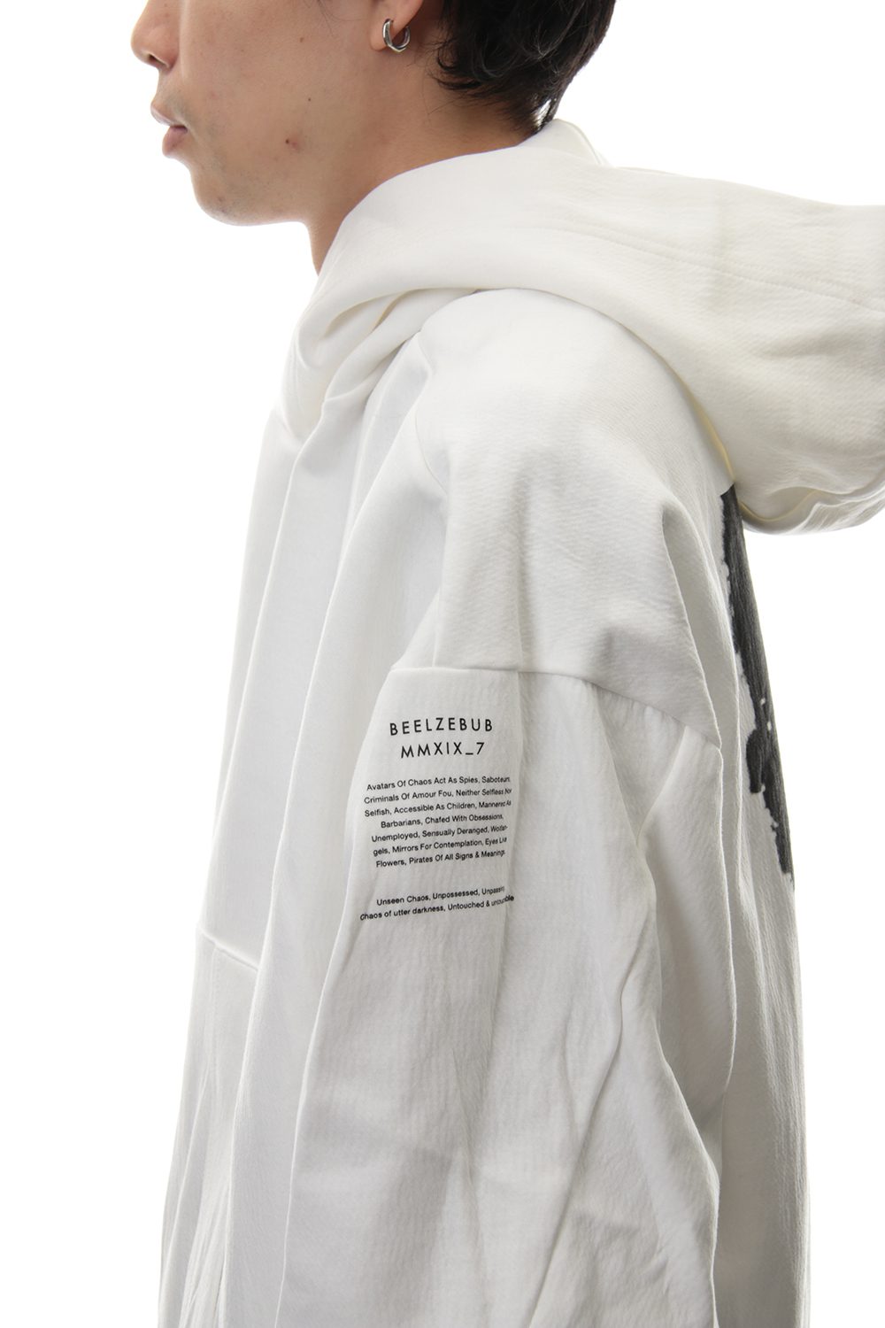 SEAMED SLEEVE PRINT HOODIE Off