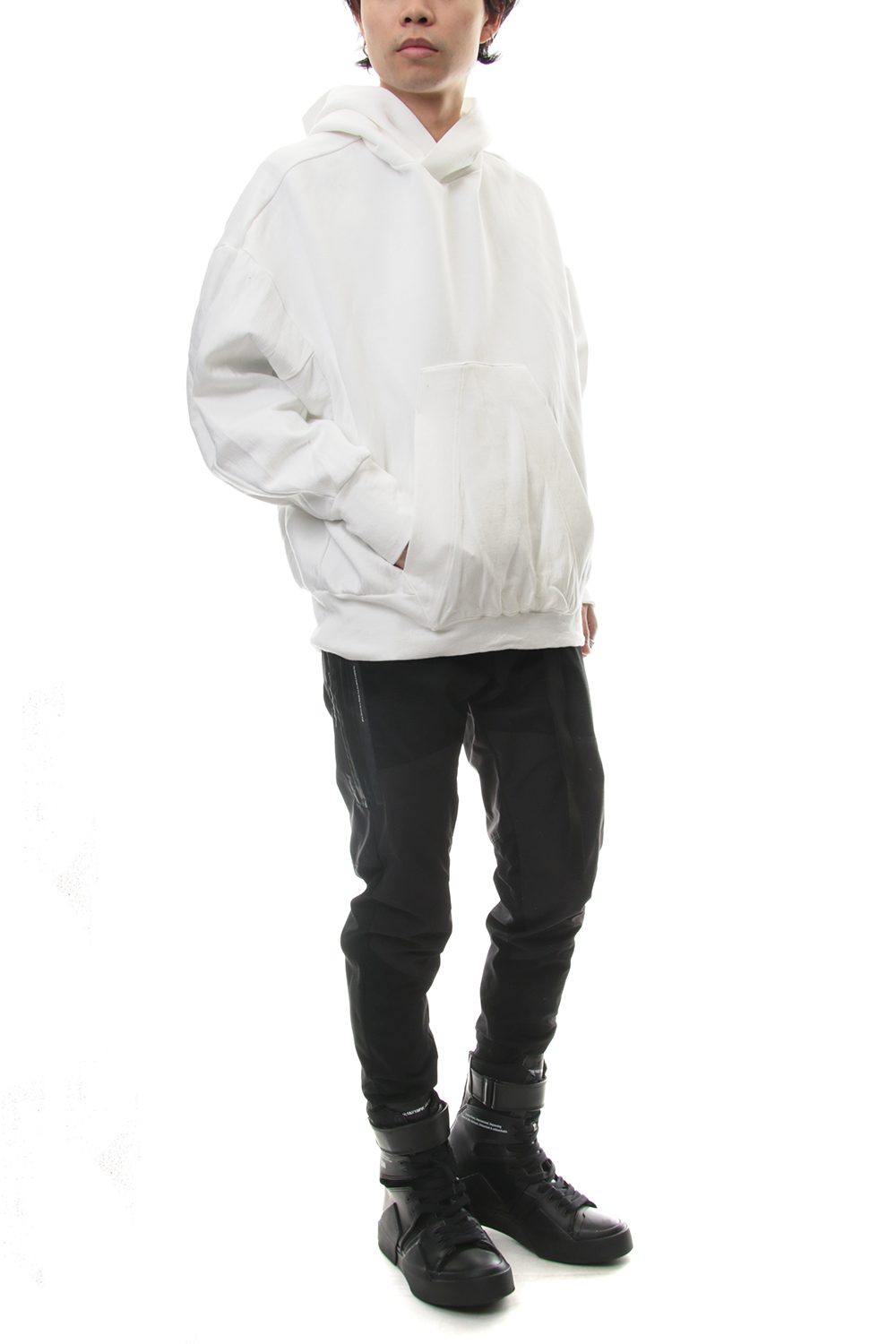 SEAMED SLEEVE PRINT HOODIE Off