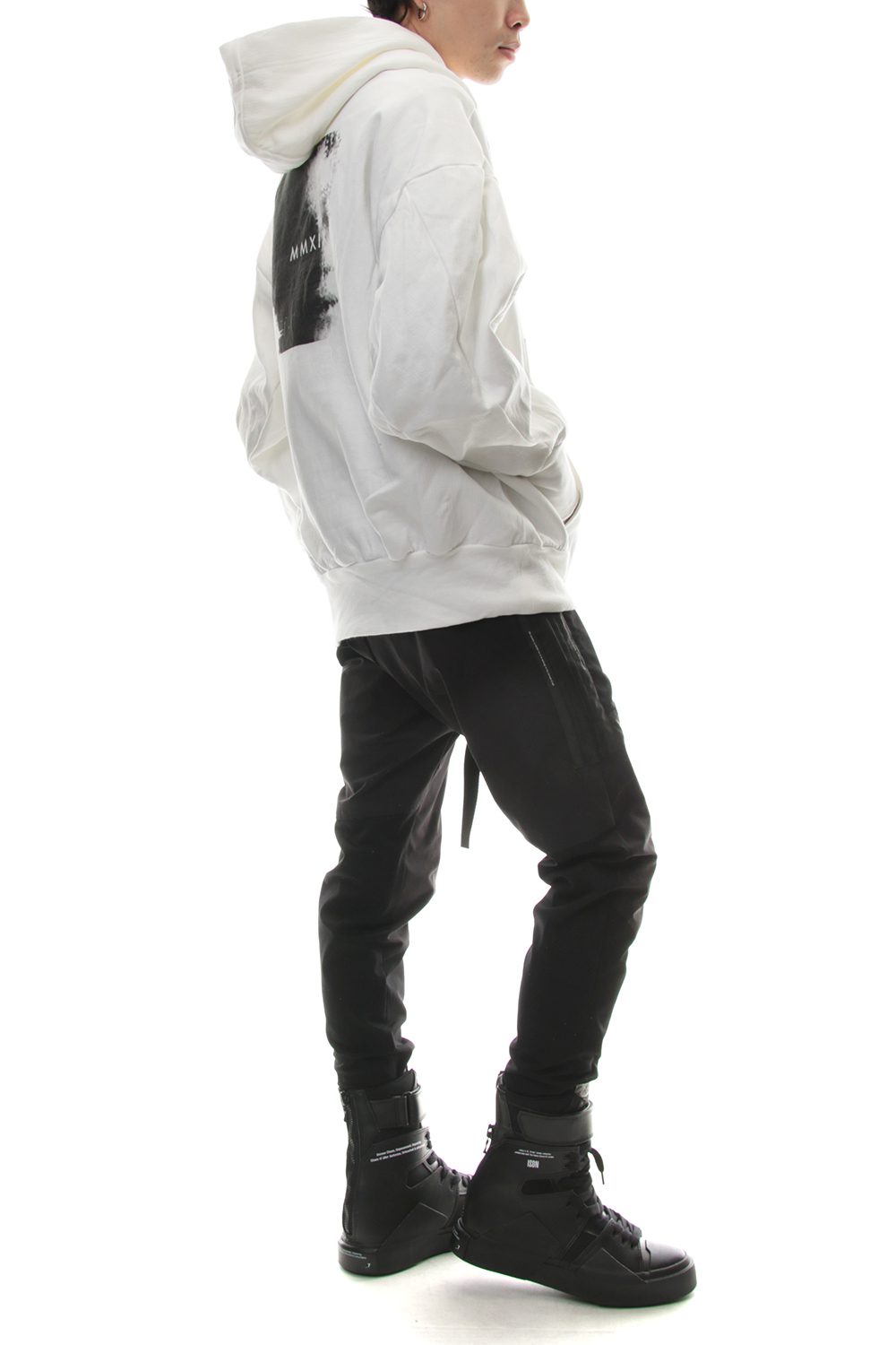 SEAMED SLEEVE PRINT HOODIE Off