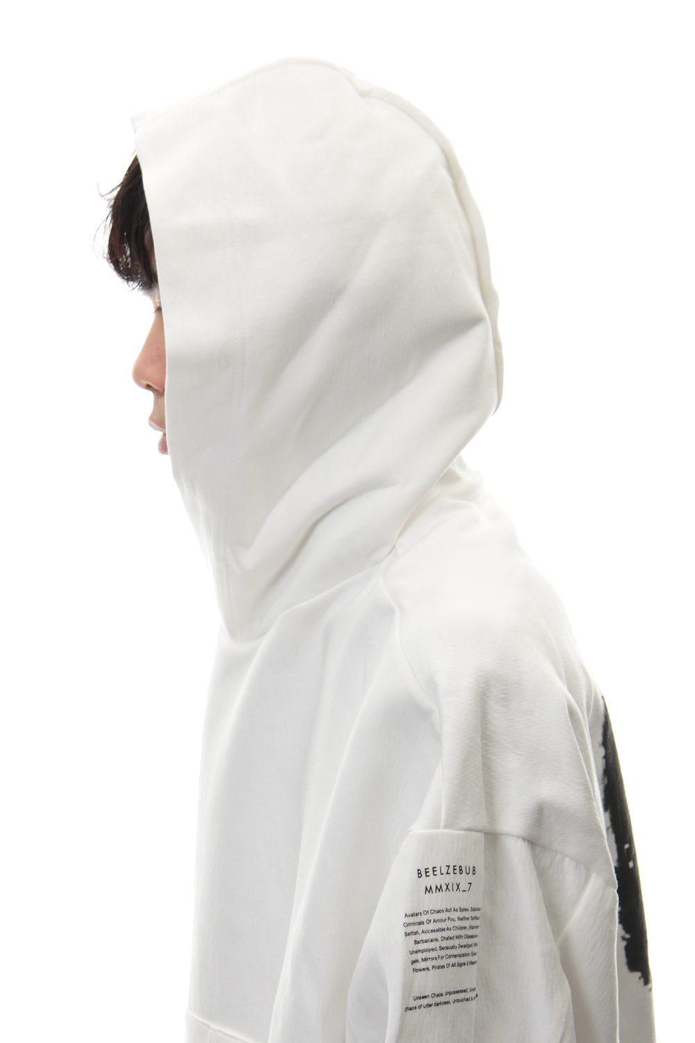 SEAMED SLEEVE PRINT HOODIE Off