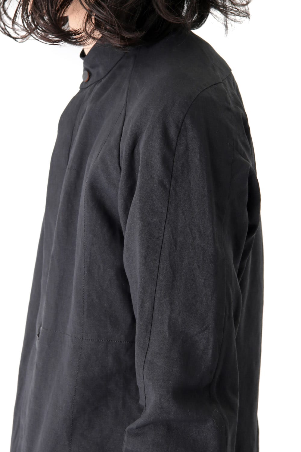 Long Shirt Washi Washer Finish Black