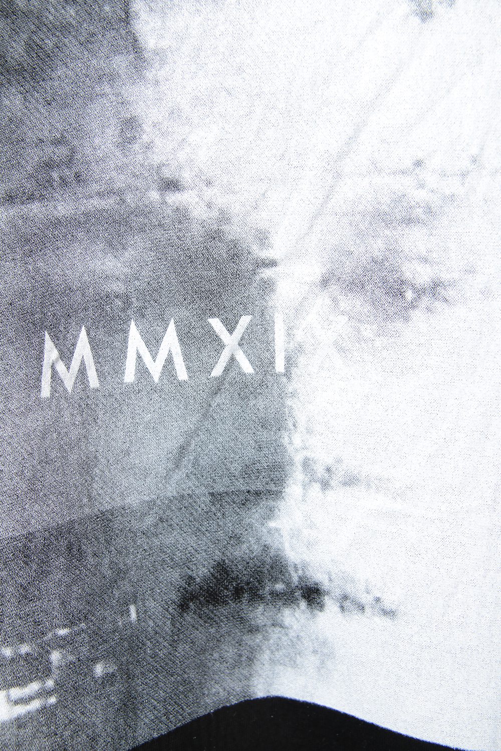 SEAMED SLEEVE PRINT HOODIE Black