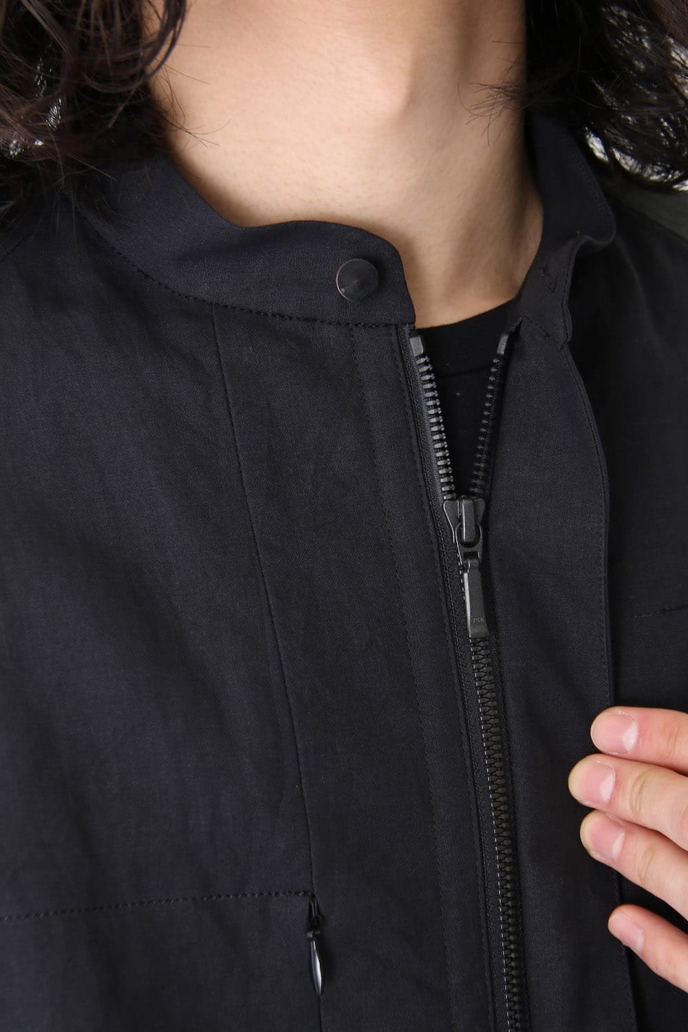 Long Shirt Washi Washer Finish Black