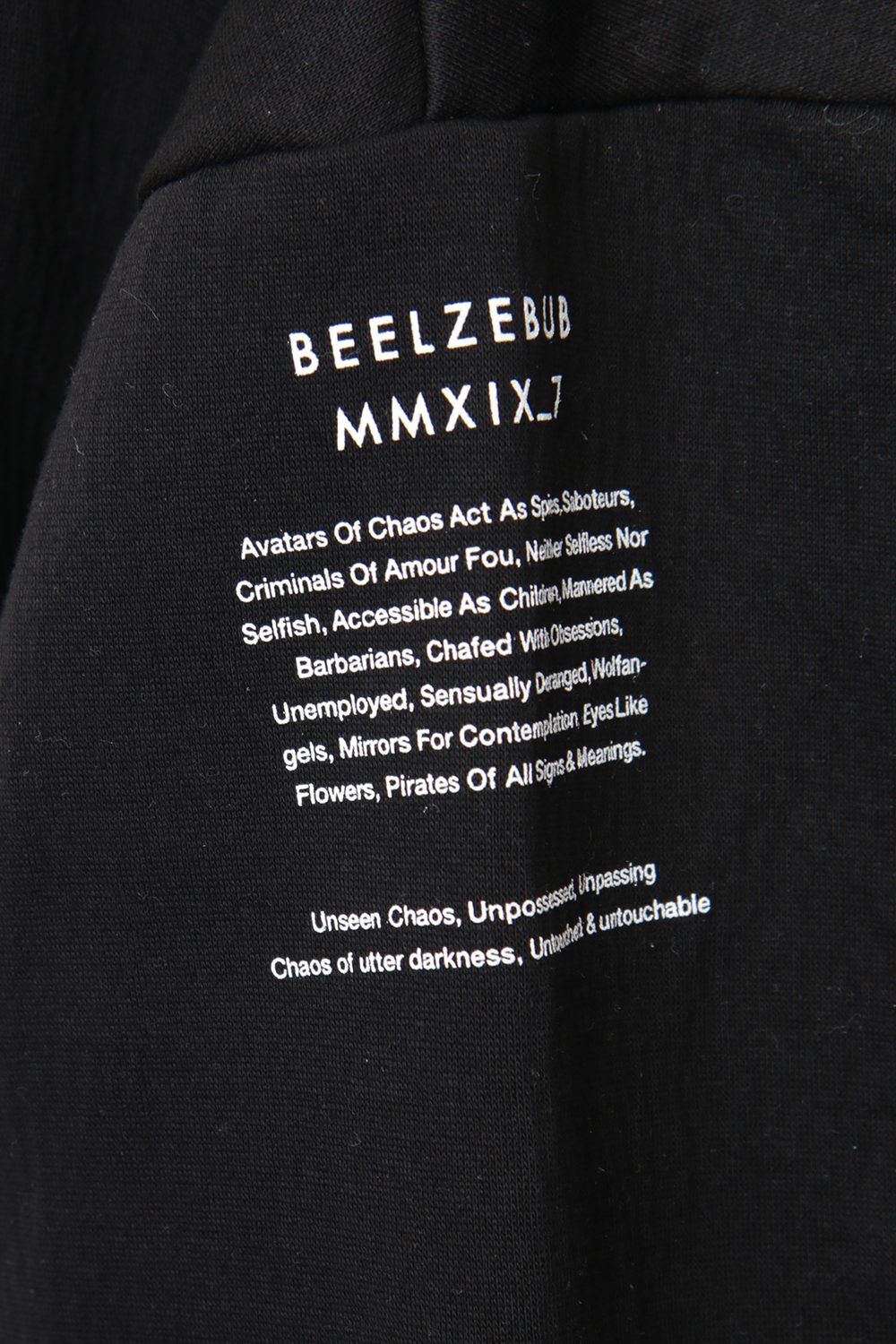 SEAMED SLEEVE PRINT HOODIE Black