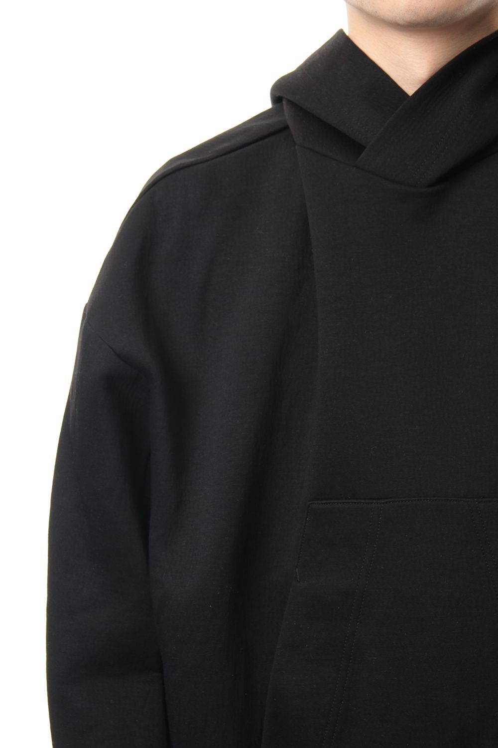 SEAMED SLEEVE PRINT HOODIE Black