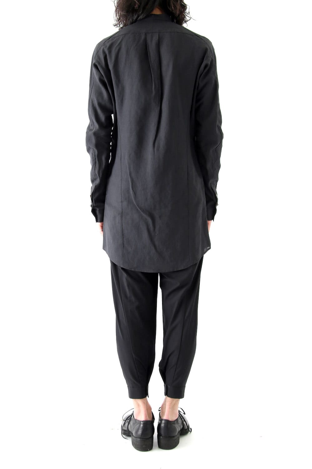 Long Shirt Washi Washer Finish Black