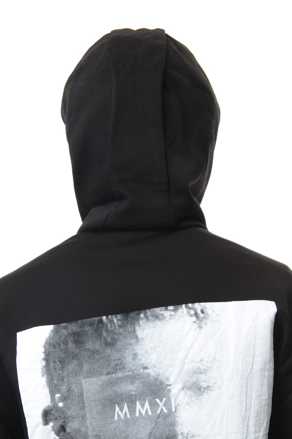 SEAMED SLEEVE PRINT HOODIE Black