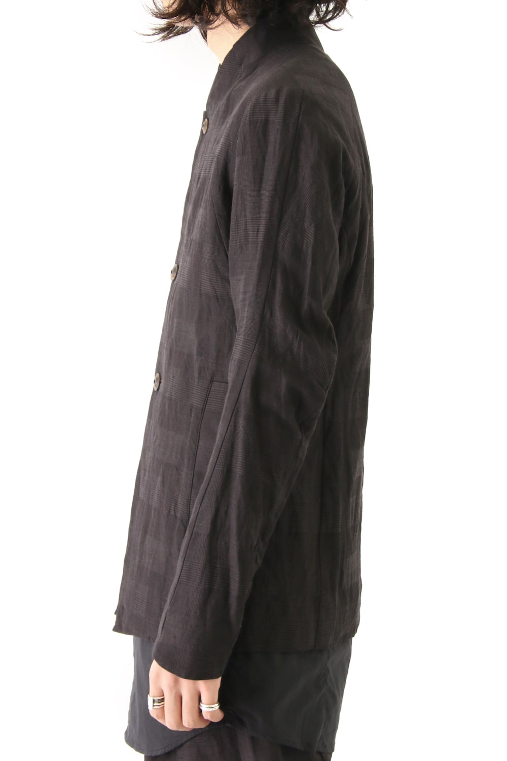 Jacket Cotton Linen Check Bordeaux